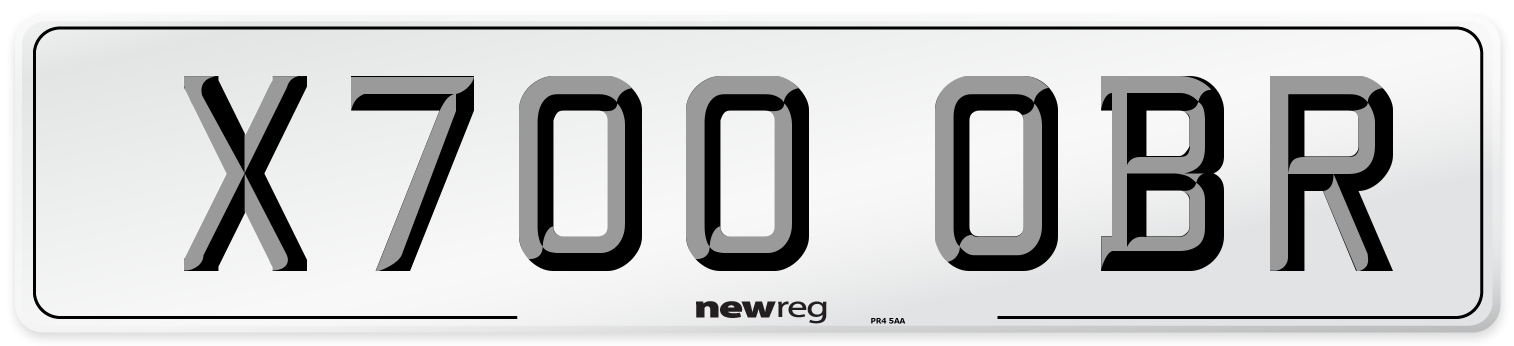 X700 OBR Number Plate from New Reg